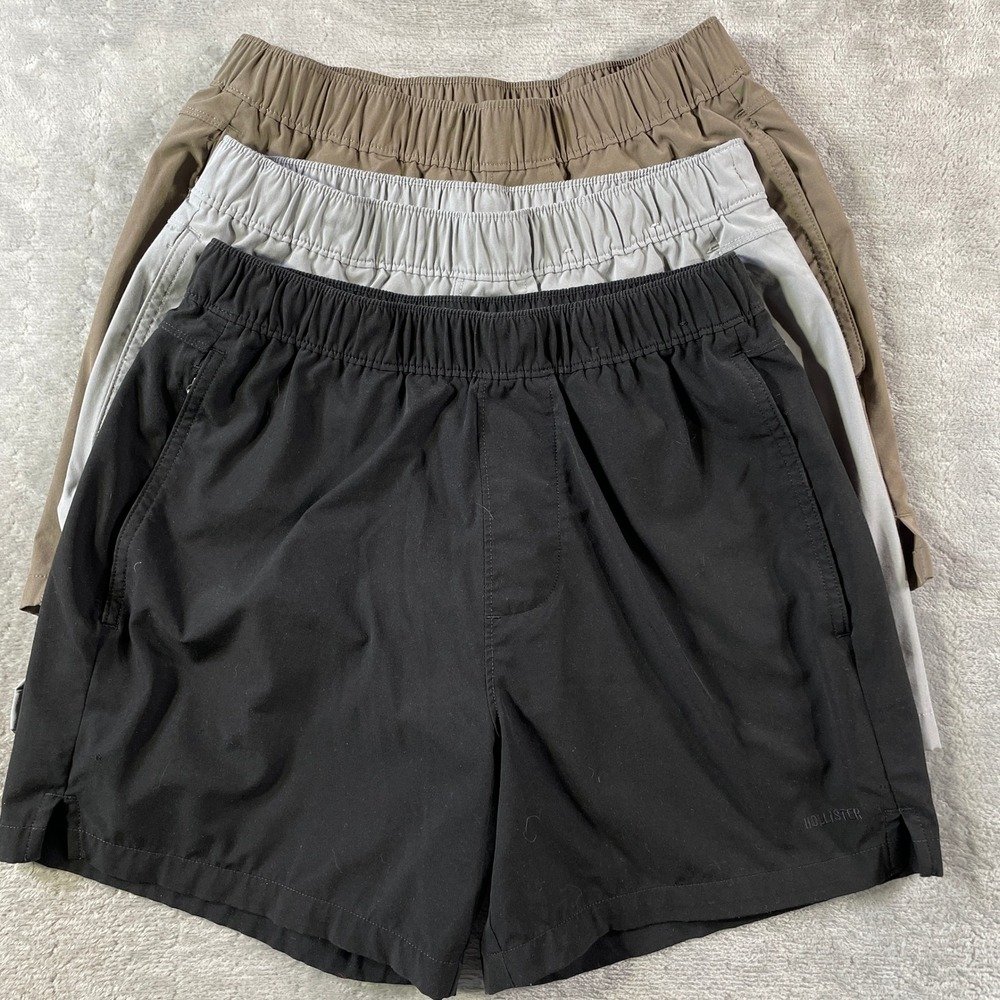 Hollister Men's Athletic Shorts Bundle - Black, Grey, Tan Size XS